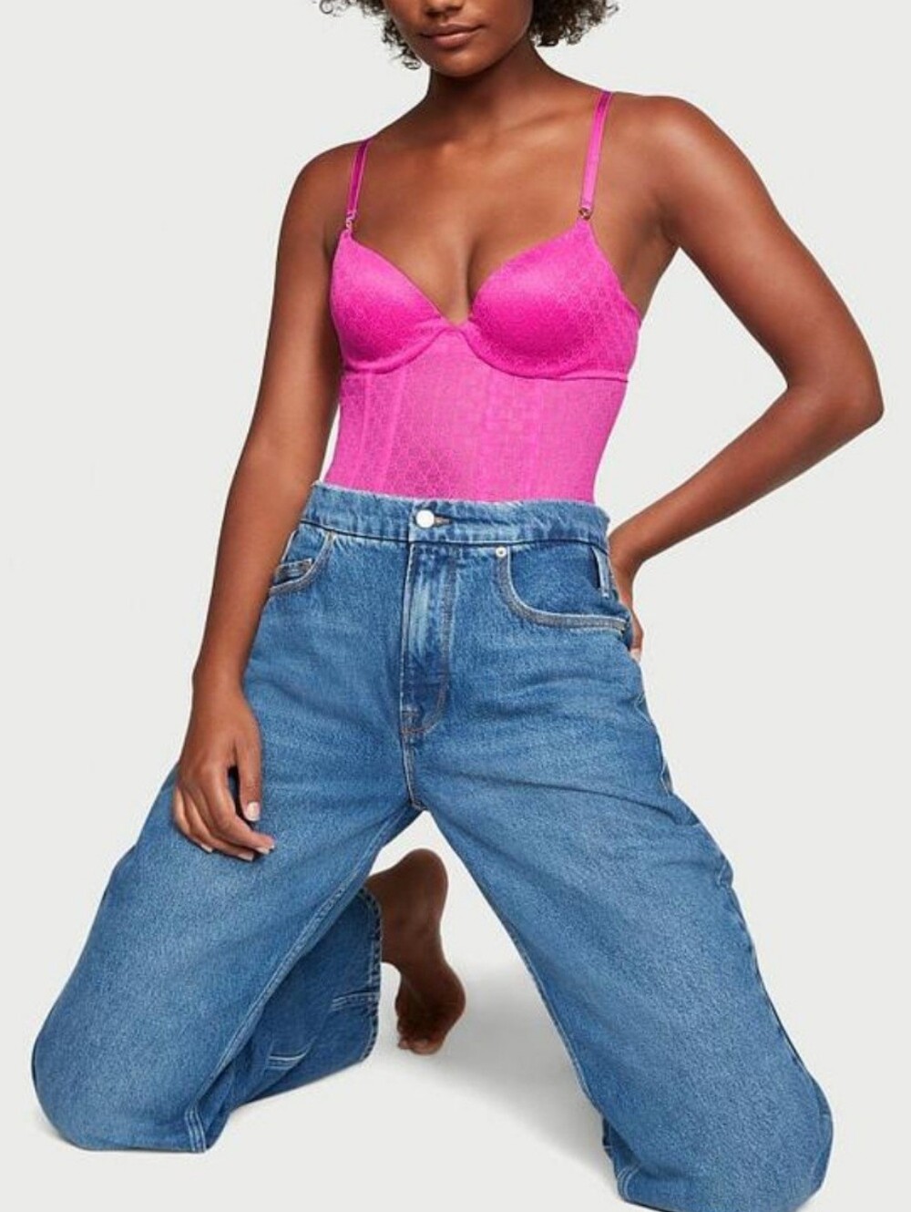 Victorias  💎Vibrant Pink Lace Bodysuit